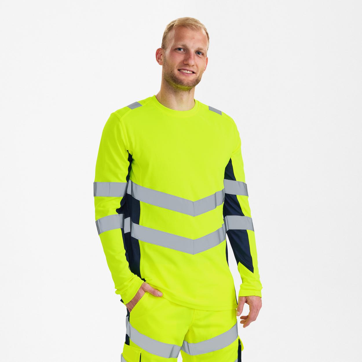 ENGEL Safety Langarm-Shirt in Gelb/Blue Ink, Größe XS