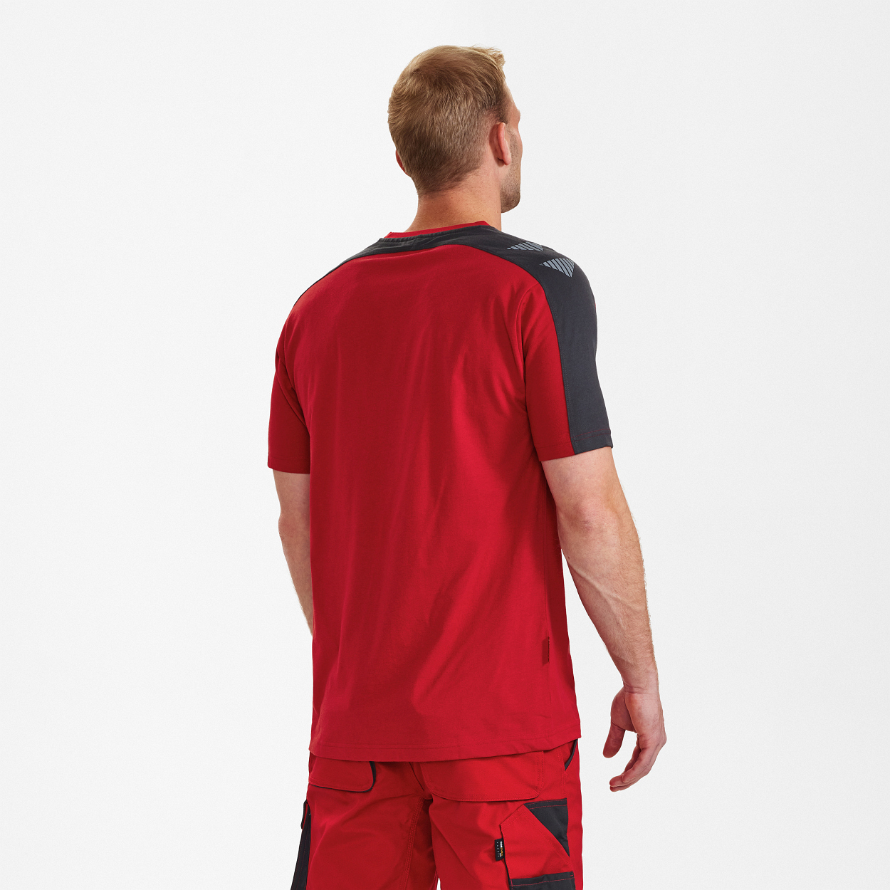 ENGEL Galaxy T-Shirt in Tomato Red/Anthrazit Grau, Größe XS