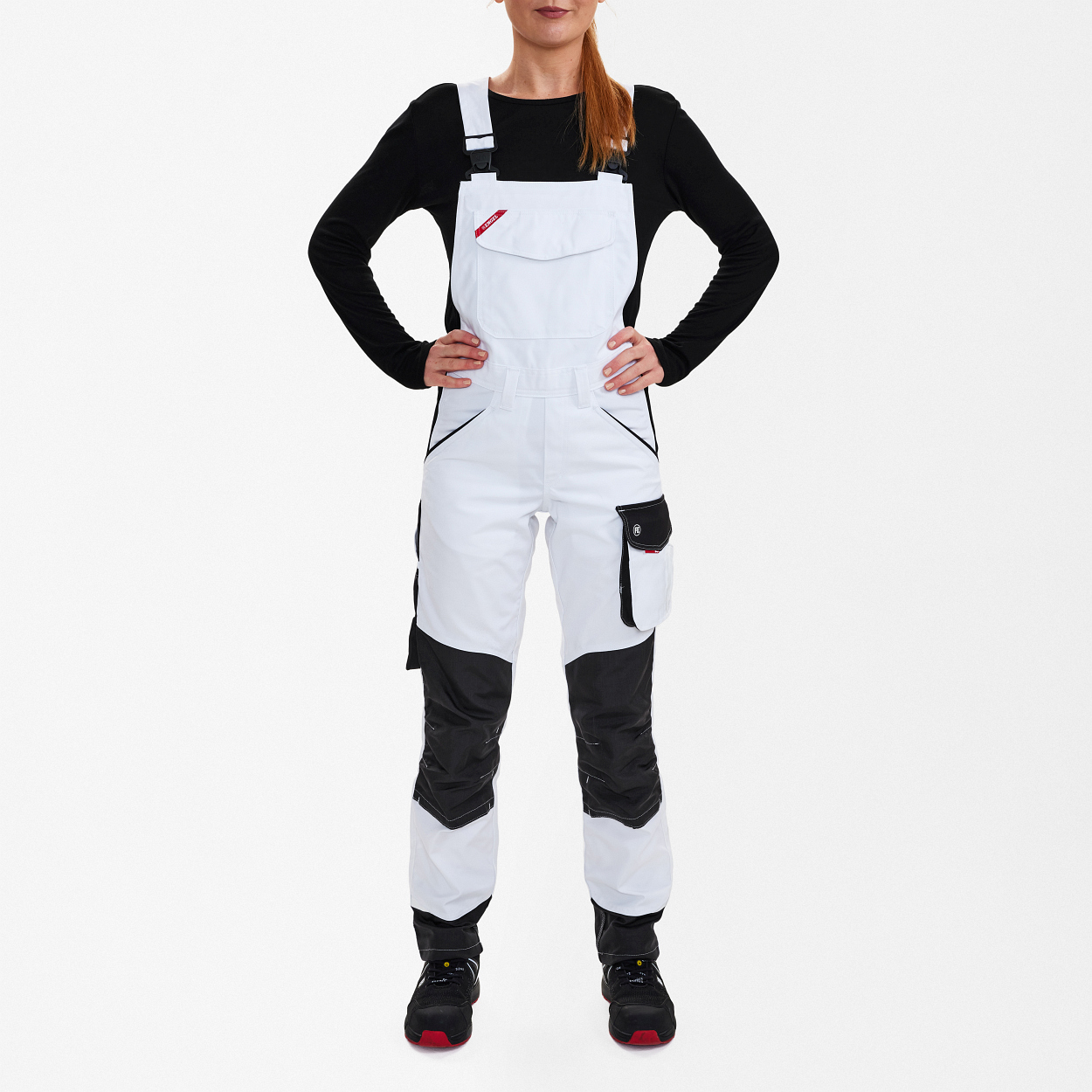 ENGEL Galaxy Damen Latzhose in Weiss/Anthrazit Grau, Größe 48