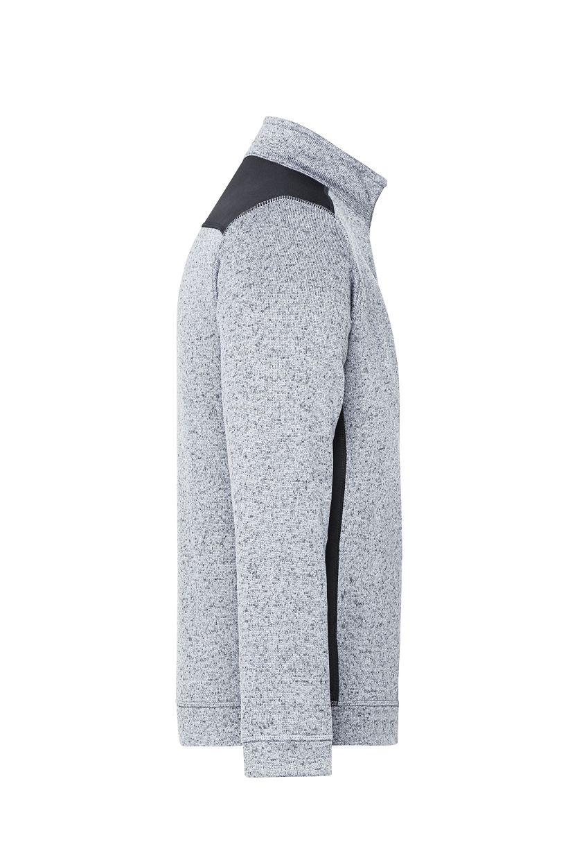 Men's Knitted Workwear Fleece Half-Zip - STRONG - "JN864" in White-Melange/Carbon, Größe 6XL - Daiber