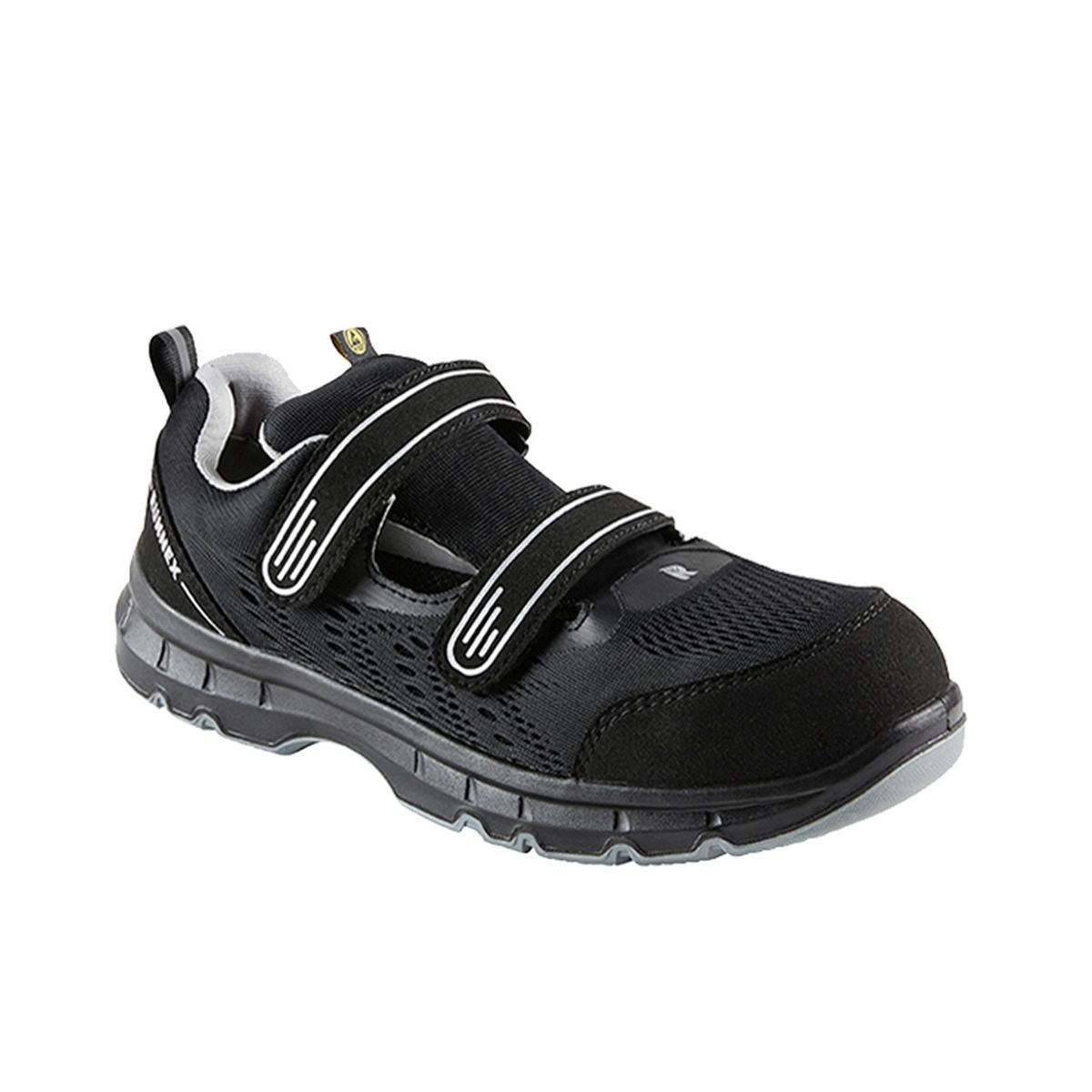 RUNNEX® S1PS ESD-Sicherheitsklettsandalen FlexStar in Schwarz / Grau, Gr. 48