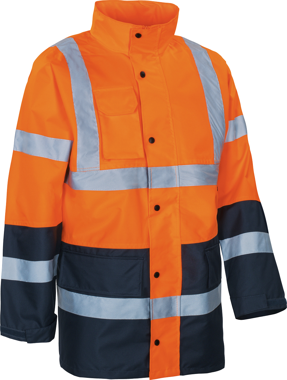 Warnschutz-Kontrast-Regenjacke leuchtorange-marine in Gr. XXL von Vizwell