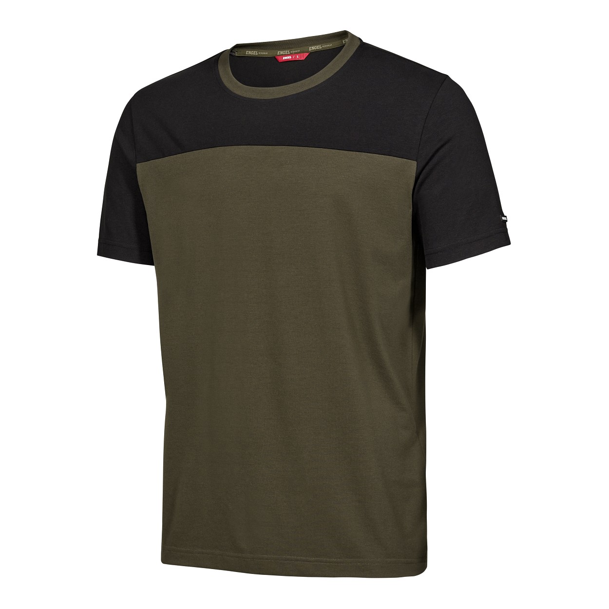 ENGEL Entire T-Shirt in Forest Green/Schwarz, Größe XS
