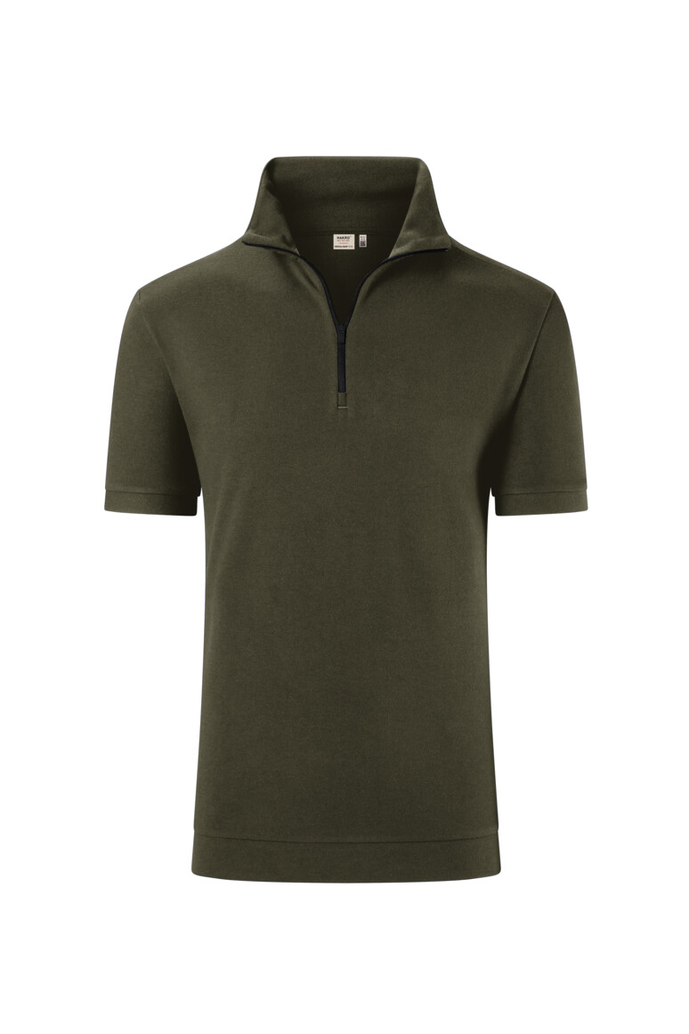 HAKRO 534 Zip-Shirt Piqué MIKRALINAR® ECO in Olive, Größe 6XL