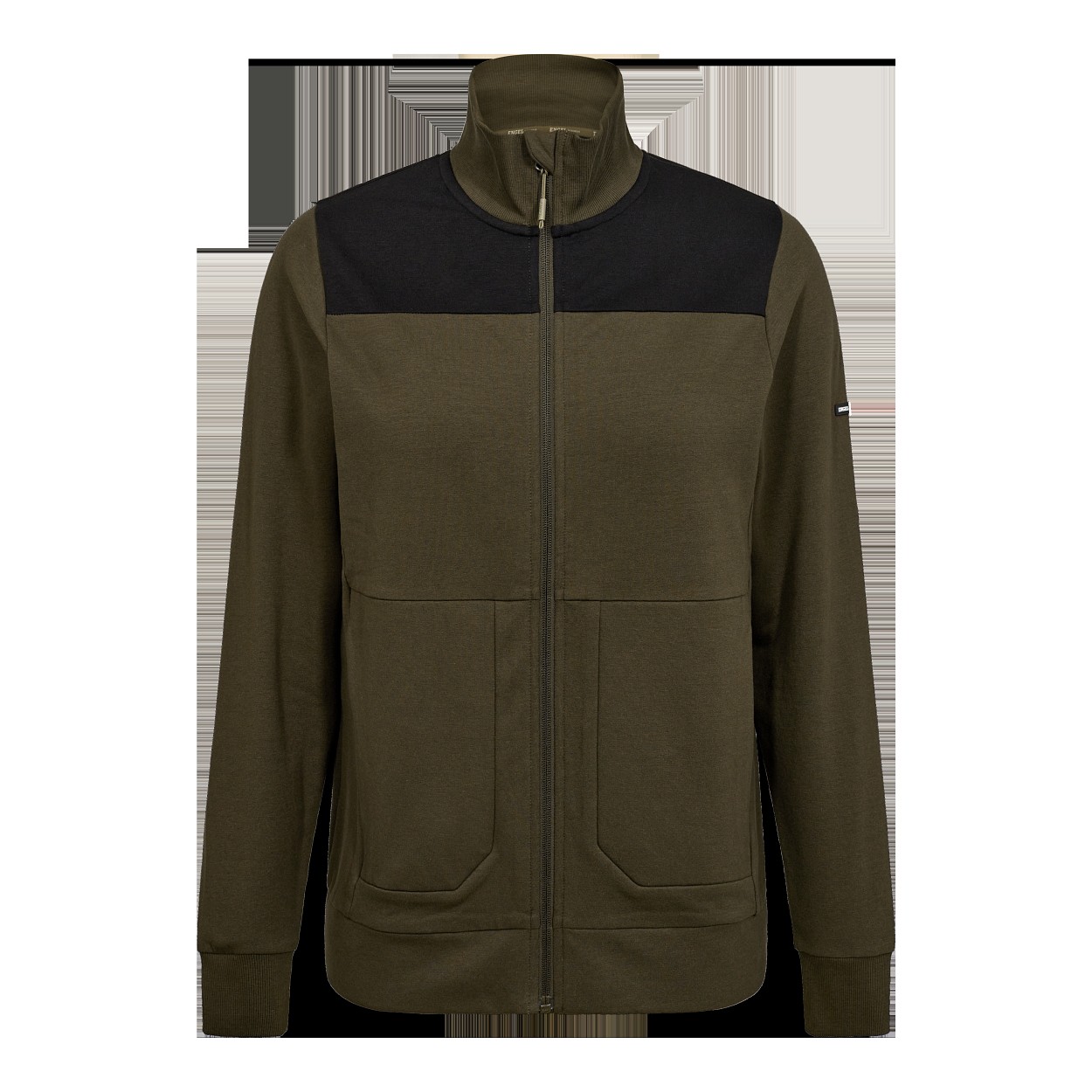 ENGEL Entire Damen Sweatcardigan mit Kragen in Forest Green/Schwarz, Größe XS