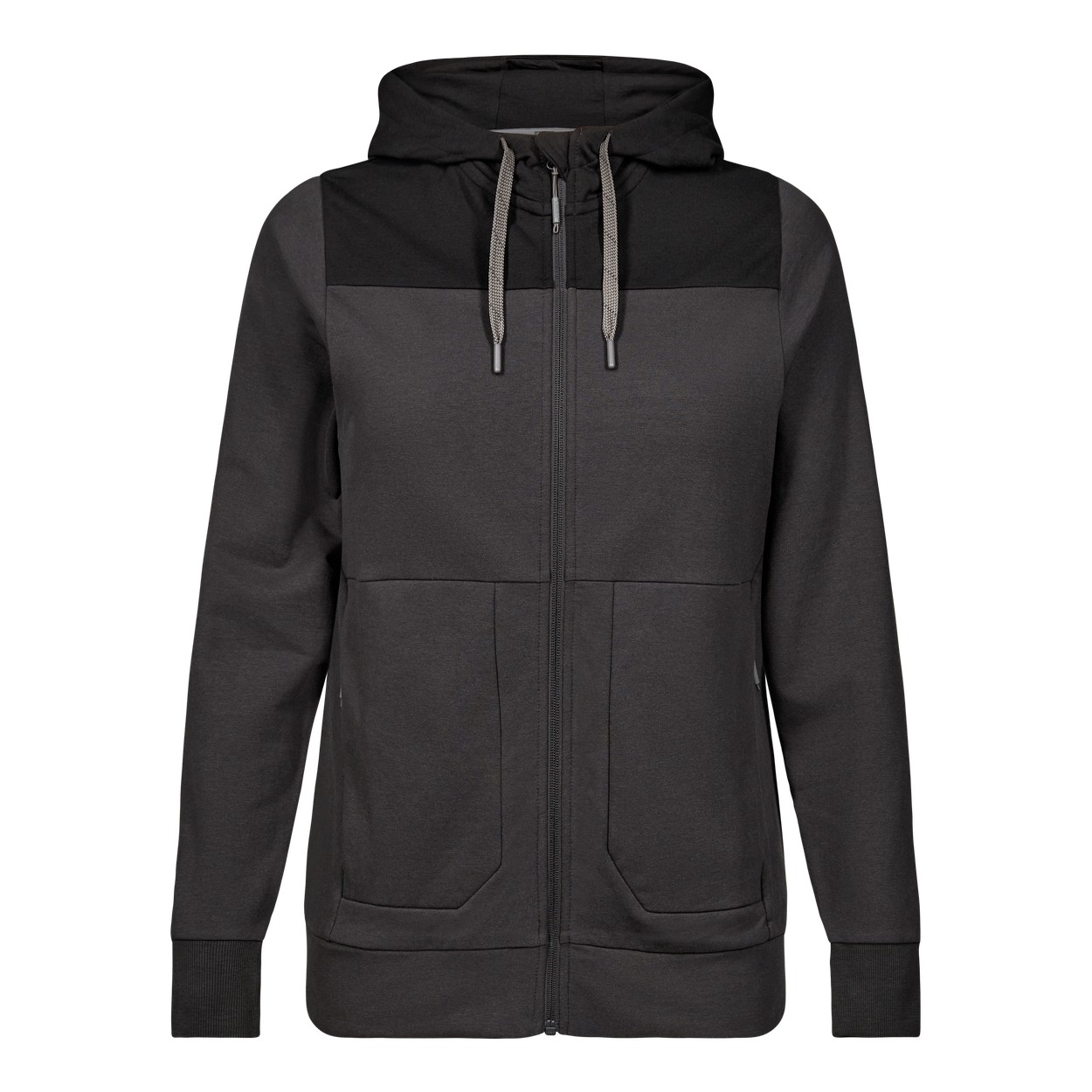 ENGEL Entire Damen Sweatcardigan mit Kapuze in Anthrazitgrau/Schwarz, Größe 3XL