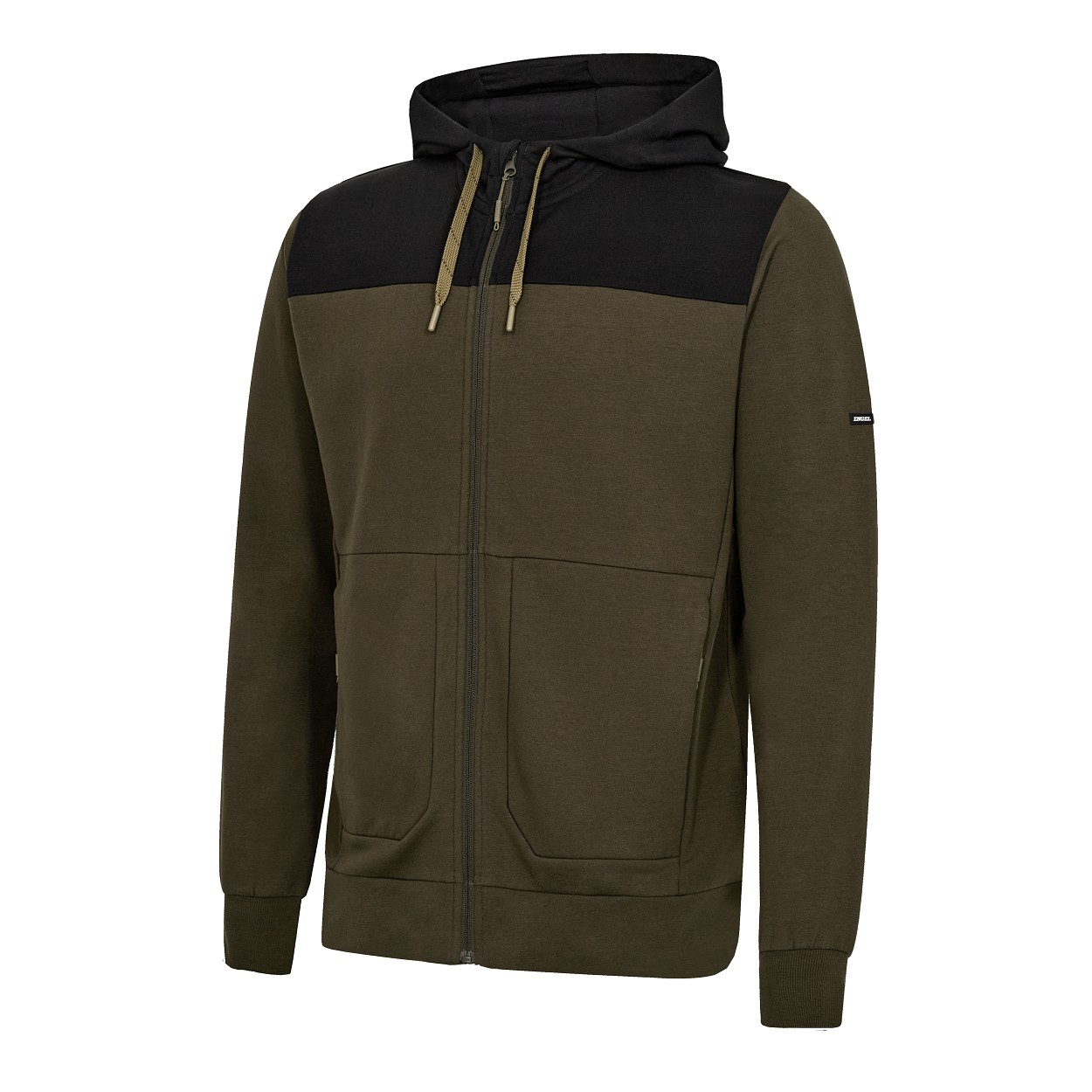 ENGEL Entire sweatcardigan mit kapuze in Forest Green/Schwarz, Größe 4XL