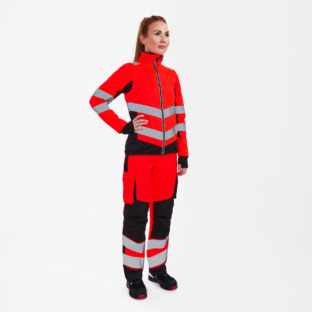 ENGEL Safety Damen Softshelljacke in Rot/Schwarz, Größe XS