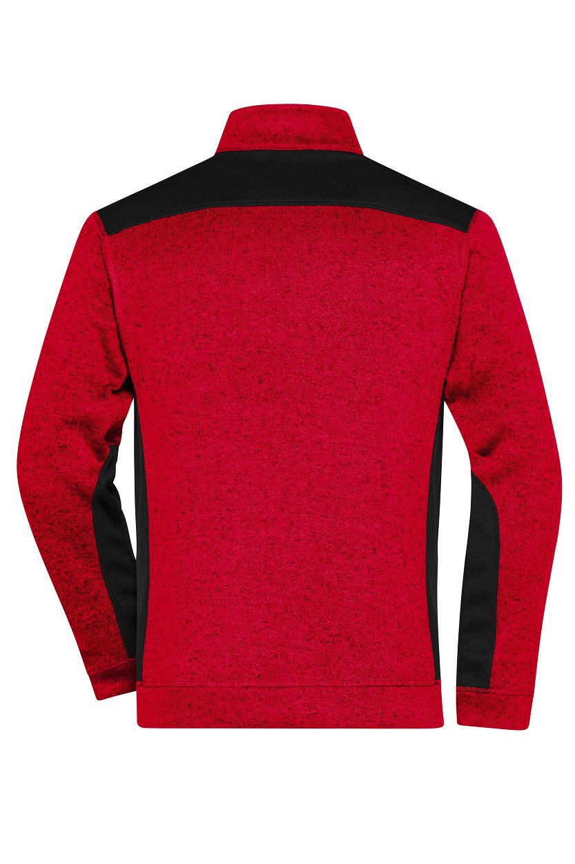 Men's Knitted Workwear Fleece Jacket - STRONG - "JN862" in Red-Melange/Black, Größe 6XL - Daiber