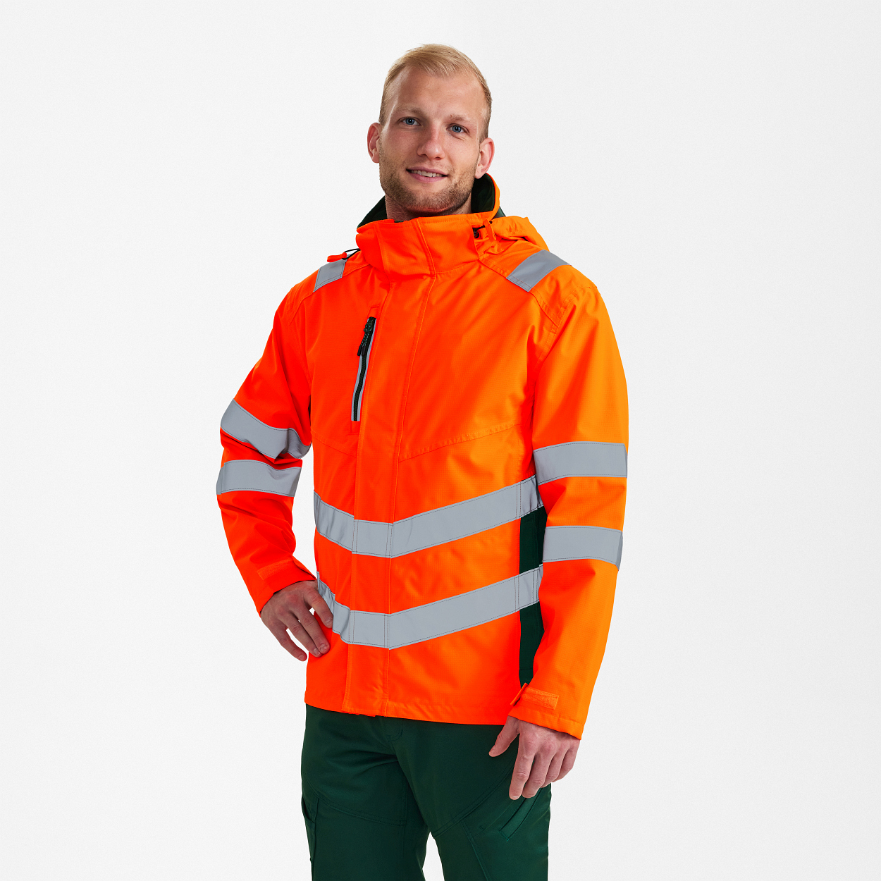 ENGEL Safety Shelljacke in Orange/Grün, Größe XS