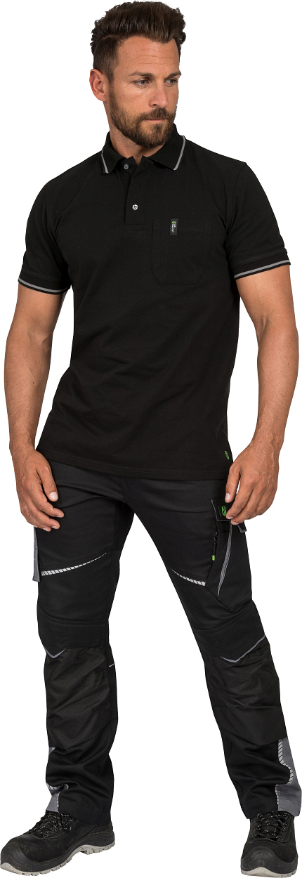 Polo-Shirt "Jens" Flex Line Schwarz FLEXU, Gr. 2XL von Leibwächter