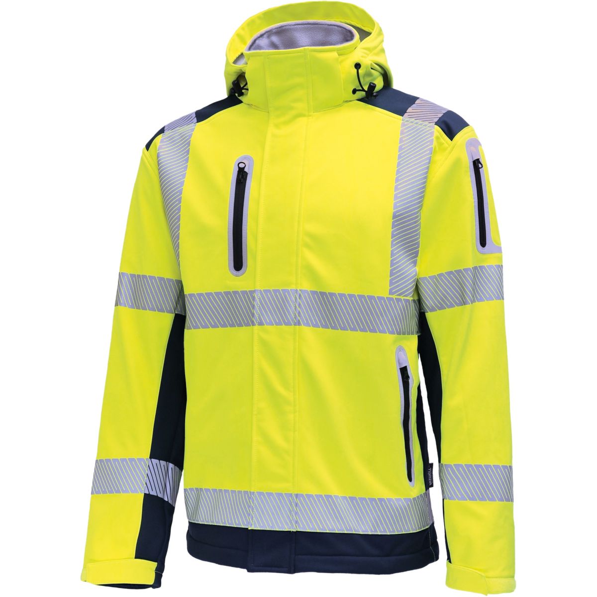 Kontrast-Softshelljacke leuchtgelb-marine von Vizwell