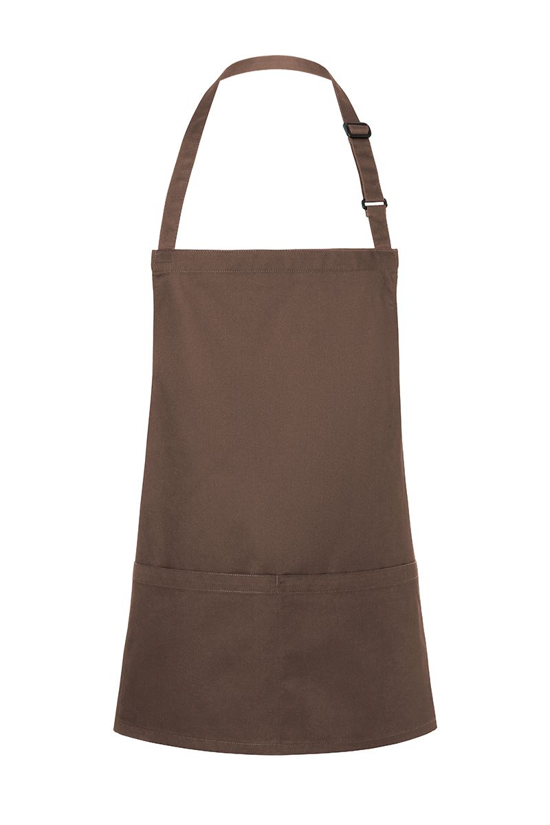 Kurze Latzschürze Basic mit Schnalle und Tasche in Hellbraun von Karlowsky