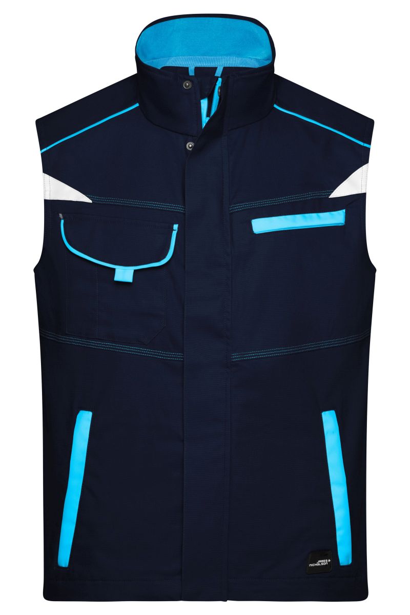 JN850 Workwear Weste - COLOR - in Navy / Turquoise, Größe XS von James & Nicholson JN850 Workwear Weste - COLOR - in Navy / Turquoise, Größe XS von James & Nicholson
