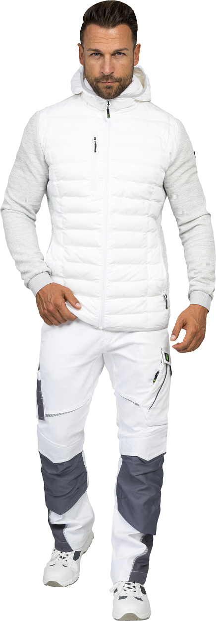 Herren Hybridjacke Casual Line Weiß CAHYJ, Gr. 3XL von Leibwächter Bundhose Flex Line in Weiß-Grau, Gr. 98 von Leibwächter