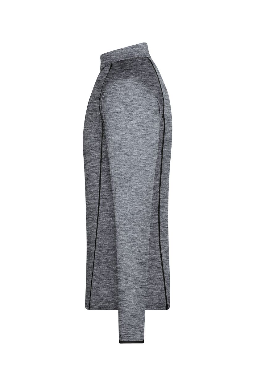 Men's Sports Shirt Long-Sleeved "JN498" in Black-Melange/Black, Größe 2XL - Daiber