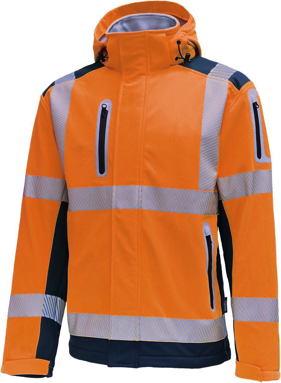 Kontrast-Softshelljacke leuchtorange-marine in Gr. XXL von Vizwell