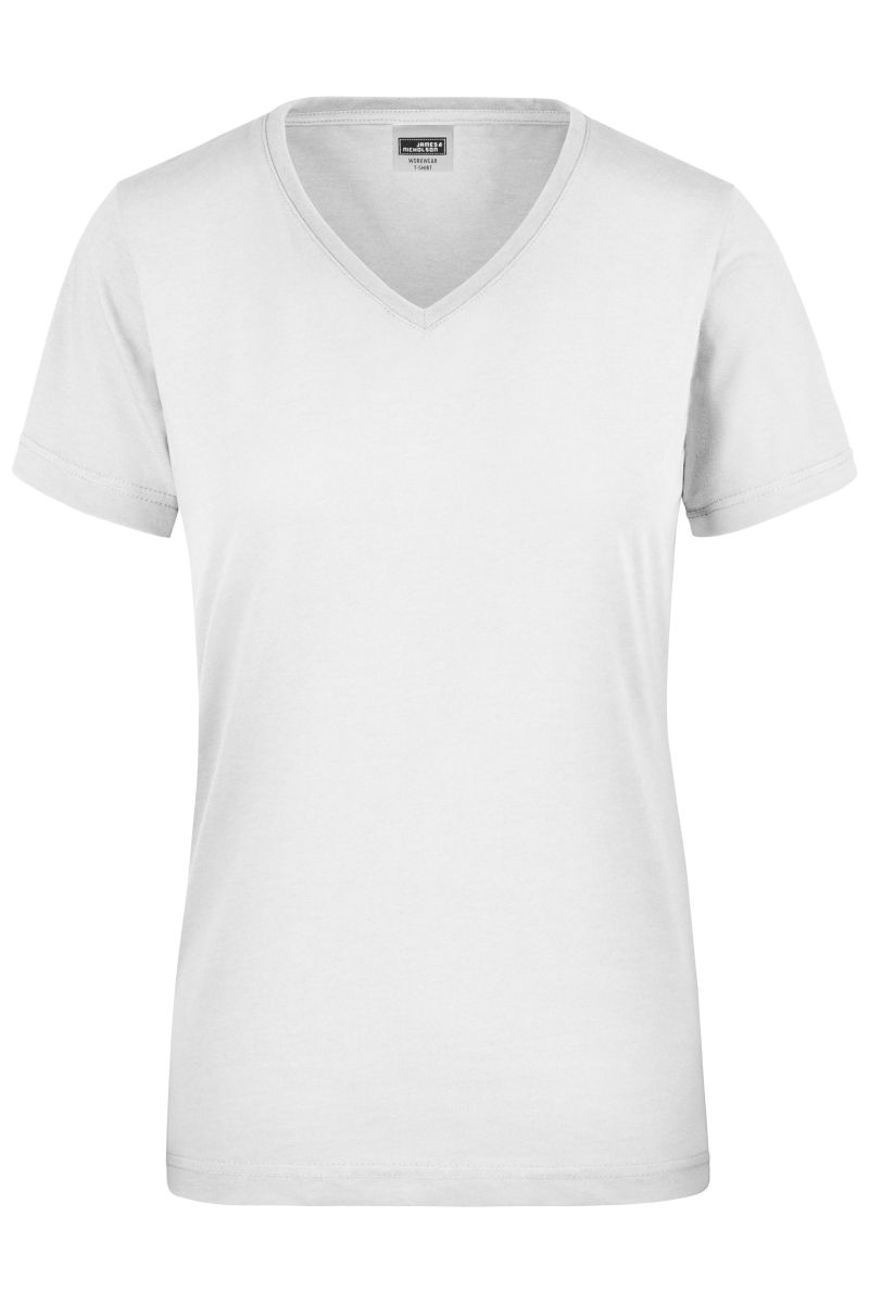 Damen Workwear T-Shirt, strapazierfähig und pflegeleicht JN837 in Weiß, Gr. M von James & Nicholson