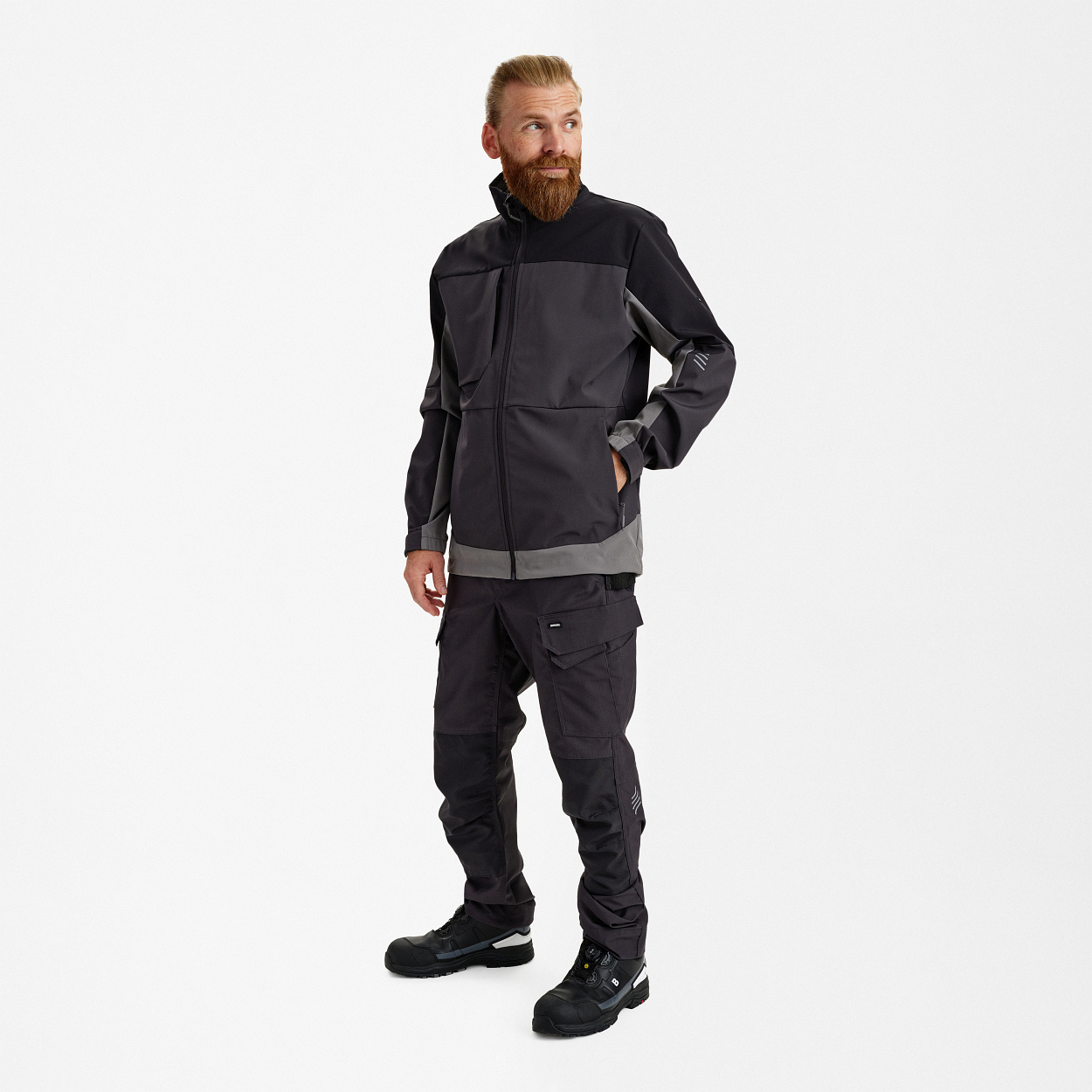 ENGEL Entire Softshelljacke in Anthrazitgrau/Schwarz, Größe XS