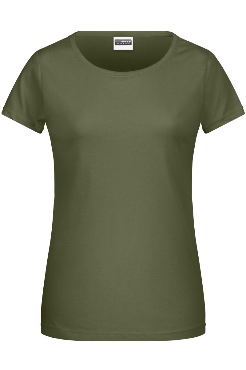 8007 Damen Basic T-Shirt in Olive, Größe M von James & Nicholson