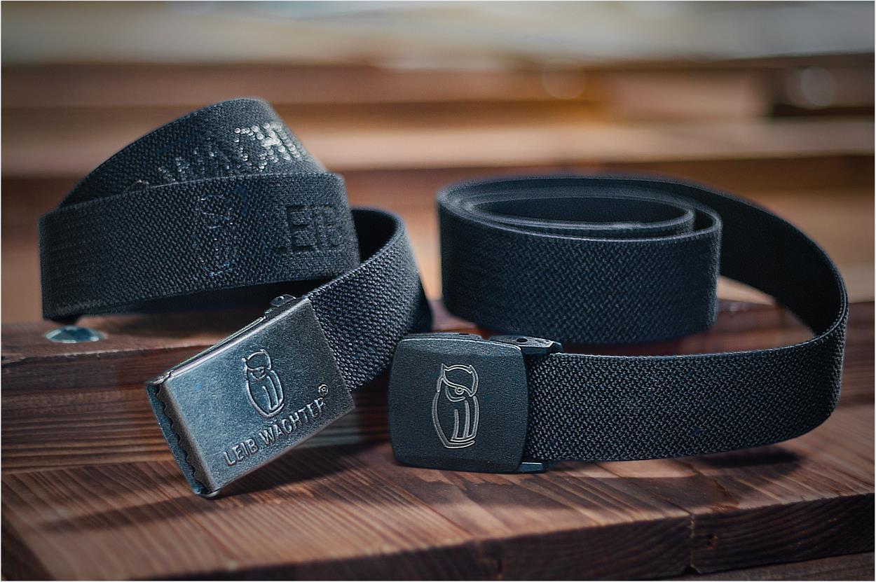 Stretchbandgürtel Schwarz mit Metallkoppel FLEXG70 Länge 90 cm von Leibwächter