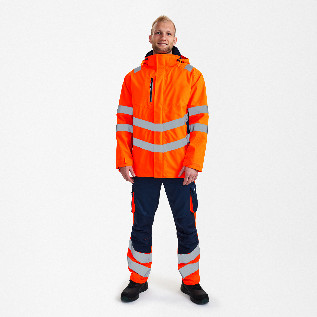 ENGEL Safety Shellparka in Orange/Blue ink, Größe XS