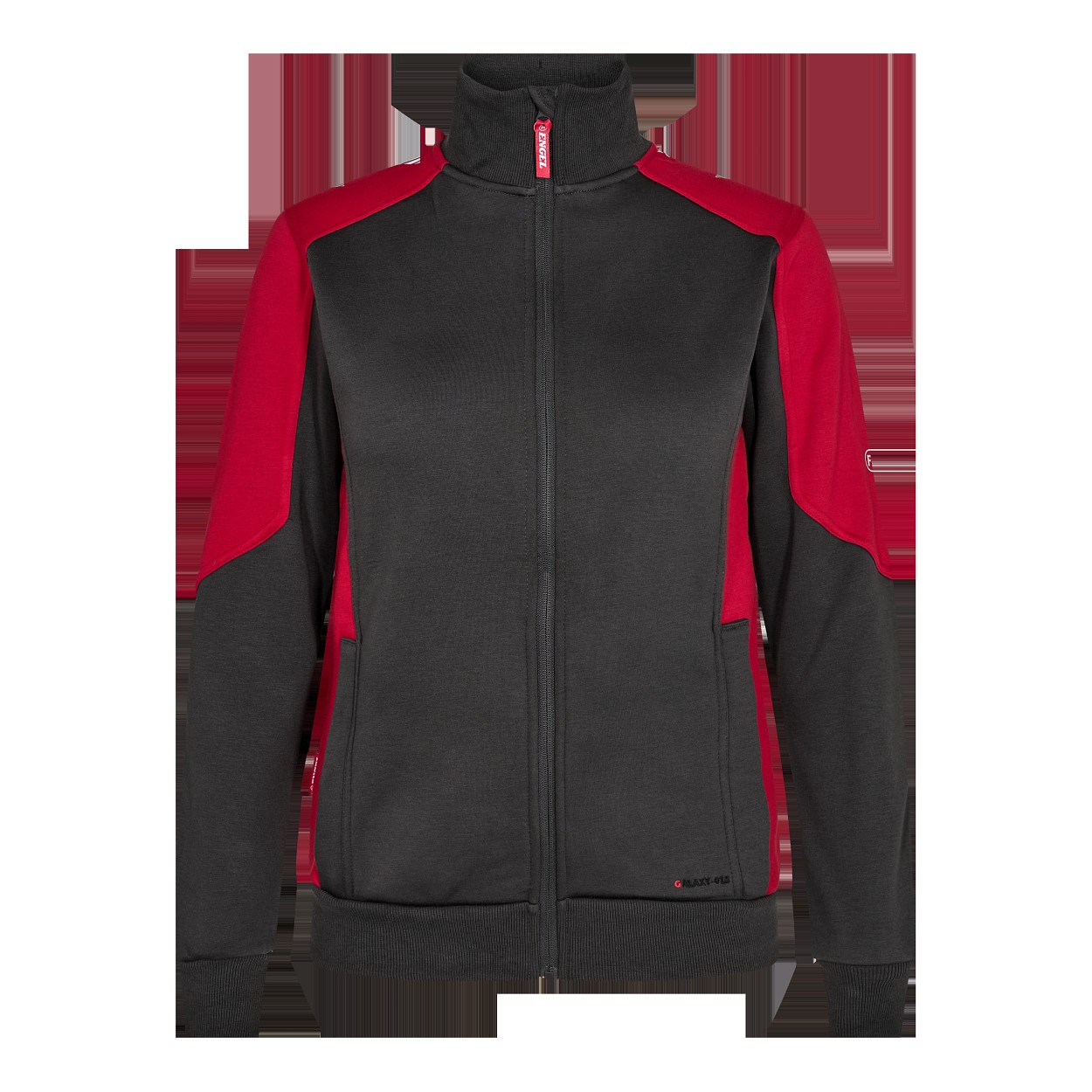 ENGEL Galaxy Damen Sweatcardigan in Anthrazit Grau/Tomato Red, Größe XS