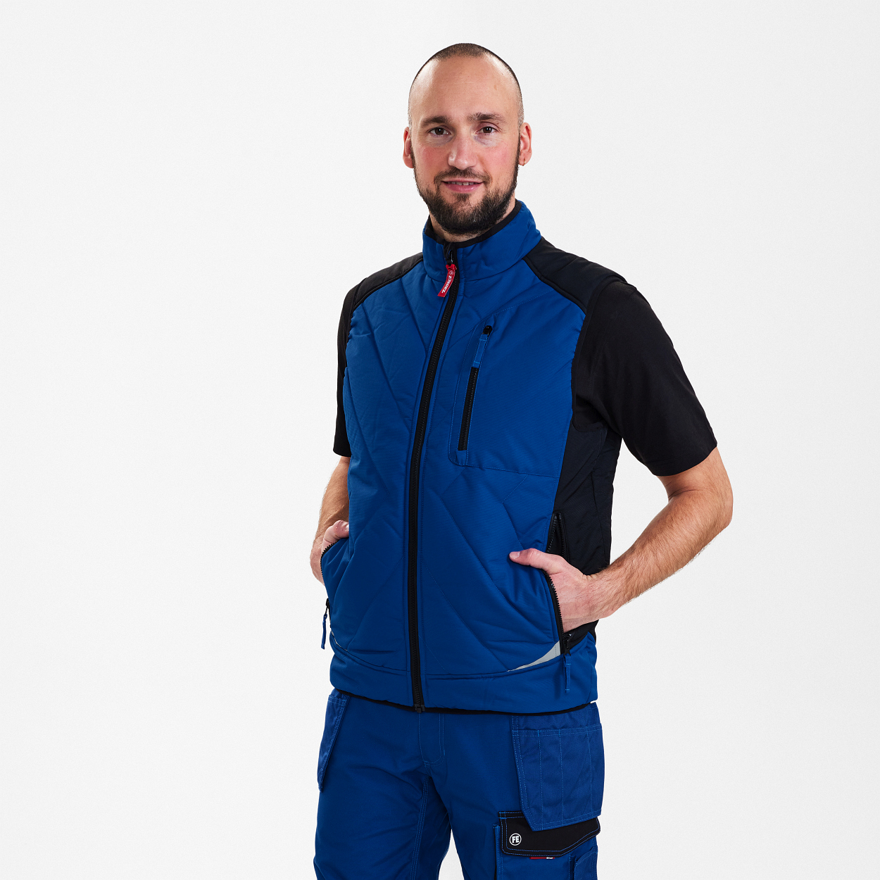 ENGEL Galaxy Stepp-Winterweste in Surfer Blue/Schwarz, Größe XS