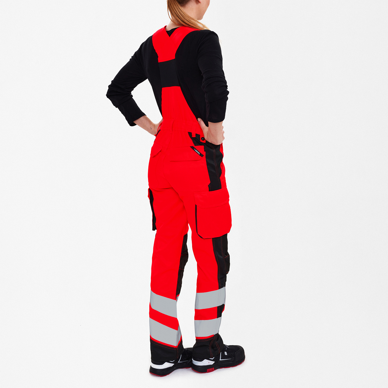 ENGEL Safety Light Damen Latzhose in Rot/Schwarz, Größe 48