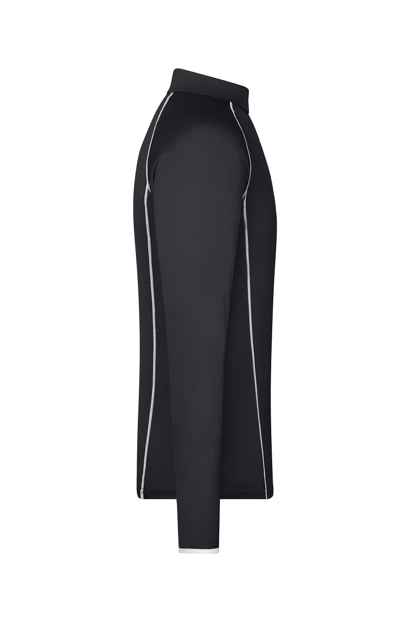 Men's Sports Shirt Long-Sleeved "JN498" in Black/White, Größe 2XL - Daiber