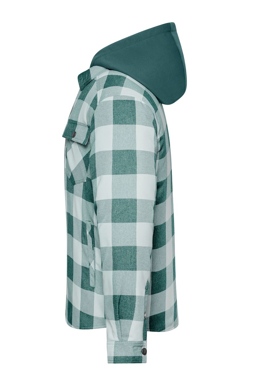 Workwear Check Shirt Jacket "JN1872" in Industrial-Green/Foggy-Grey, Größe 4XL - Daiber