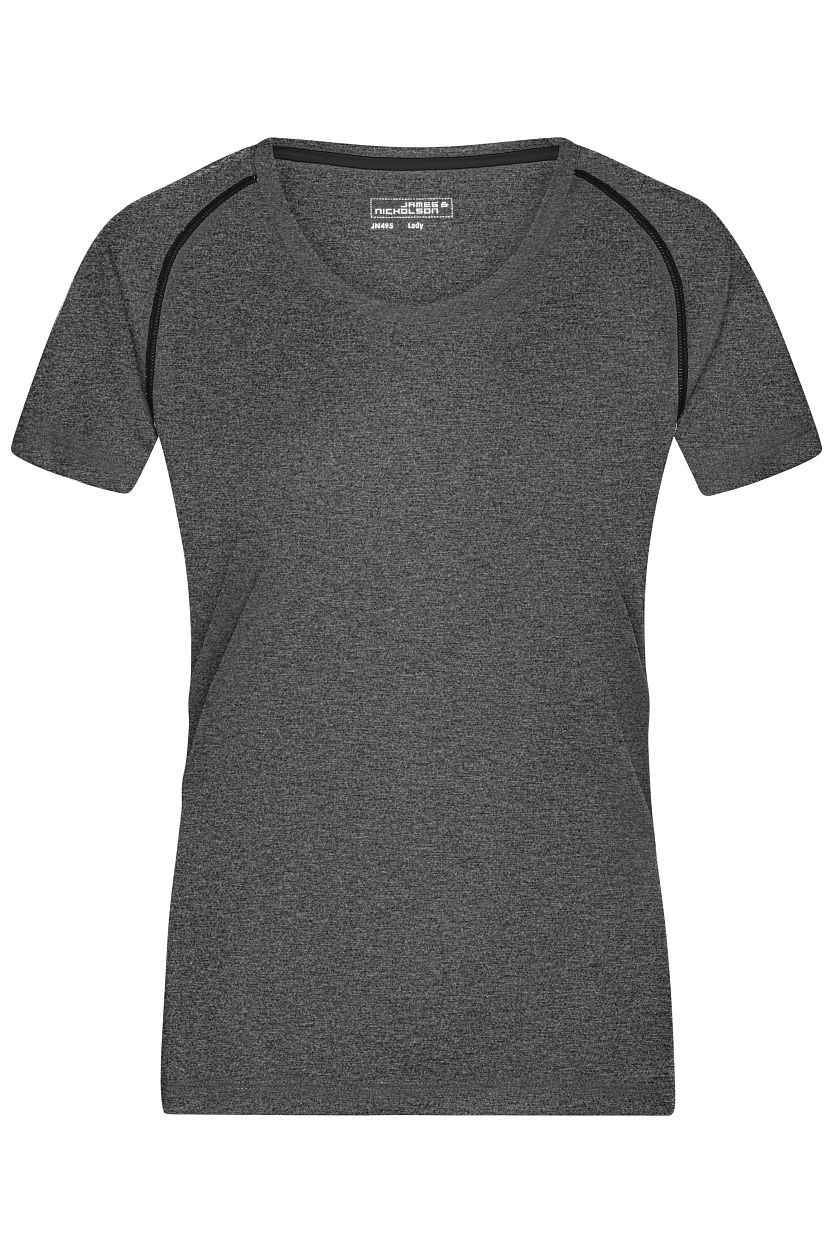 Ladies' Sports T-Shirt "JN495" in Black-Melange/Black, Größe 2XL - Daiber