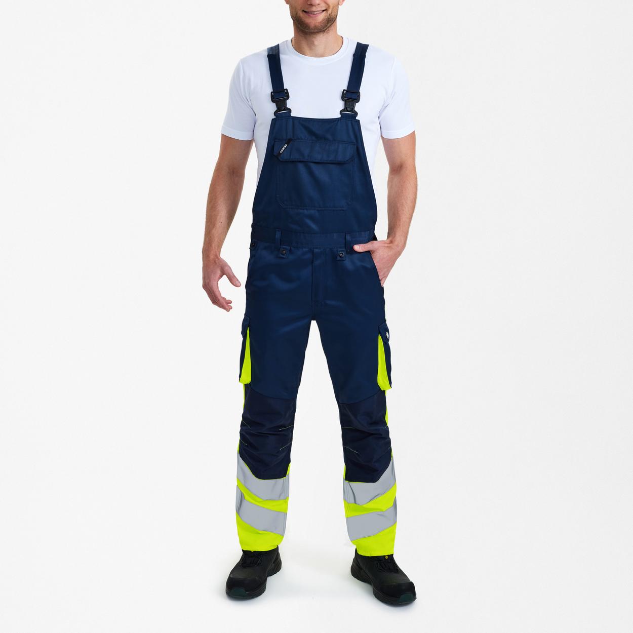 ENGEL Safety Light Latzhose in Blue Ink/Gelb, Größe 106