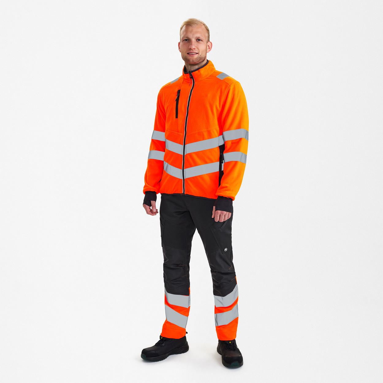 ENGEL Safety Fleecejacke in Orange/Anthrazit Grau, Größe XS