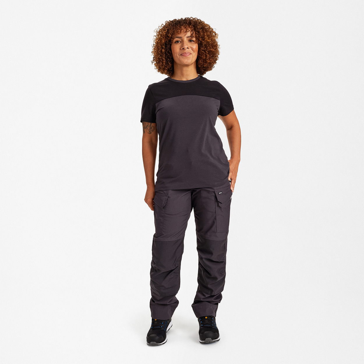 ENGEL Entire Damen T-Shirt in Anthrazitgrau/Schwarz, Größe XS