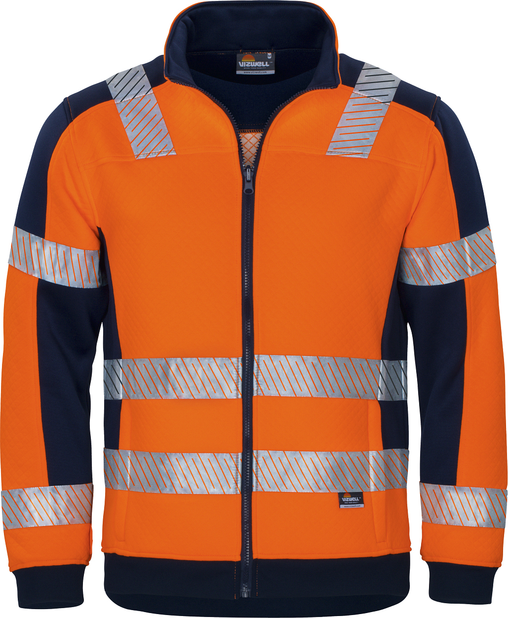 Warnschutz-Kontrast-Innenjacke leuchtorange-marine in Gr. XXL von Vizwell
