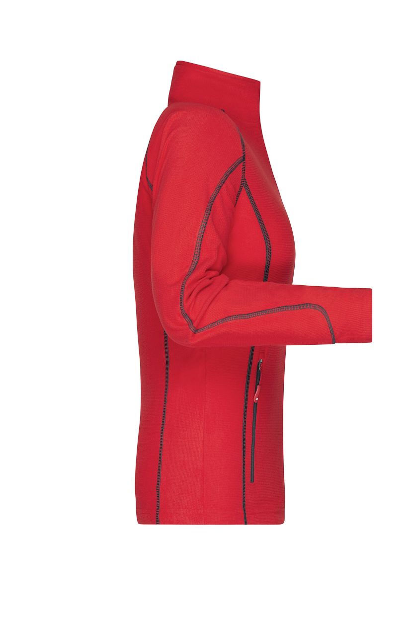 Ladies' Structure Fleece Jacket "JN596" in Red/Carbon, Größe 2XL - Daiber