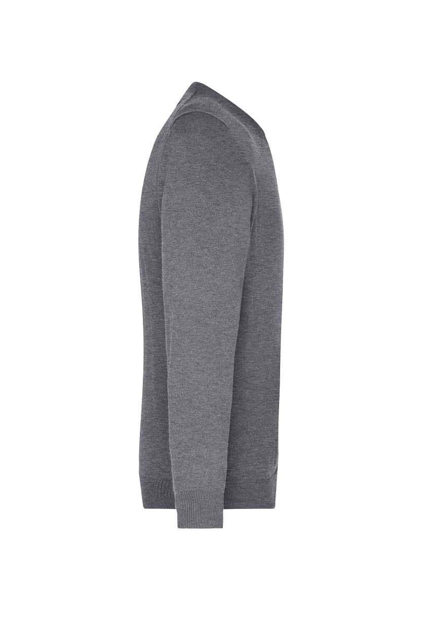 Men's V-Neck Pullover "JN659" in Grey-Heather, Größe 3XL - Daiber