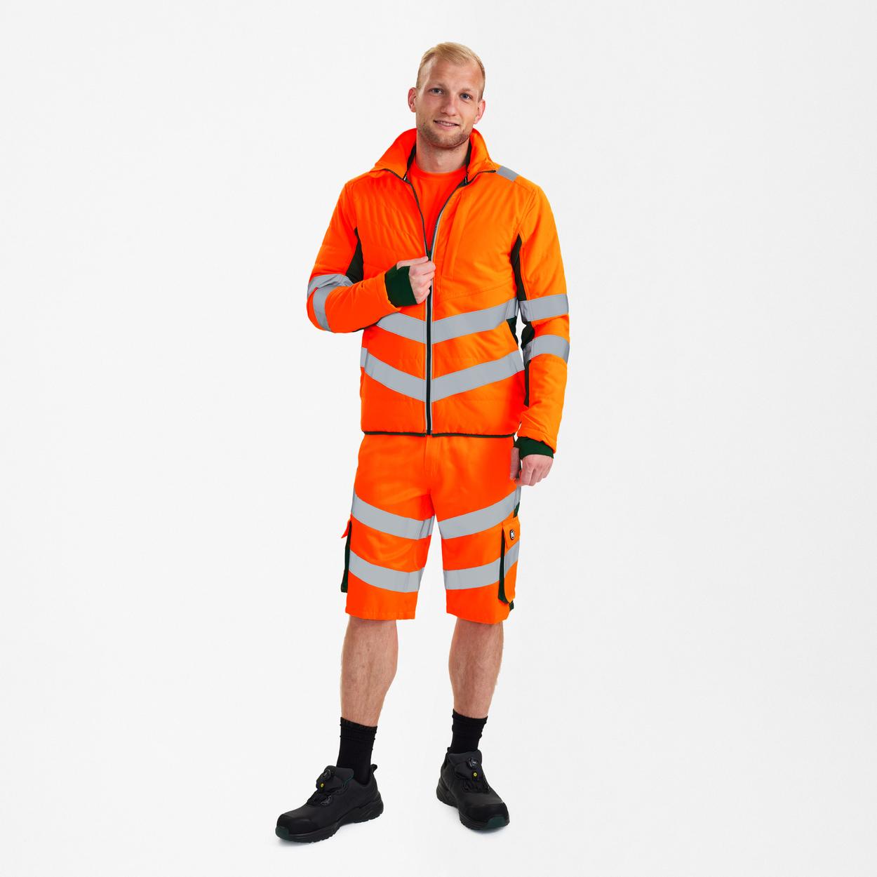 ENGEL Safety Stepp-Jacke in Orange/Grün, Größe XS