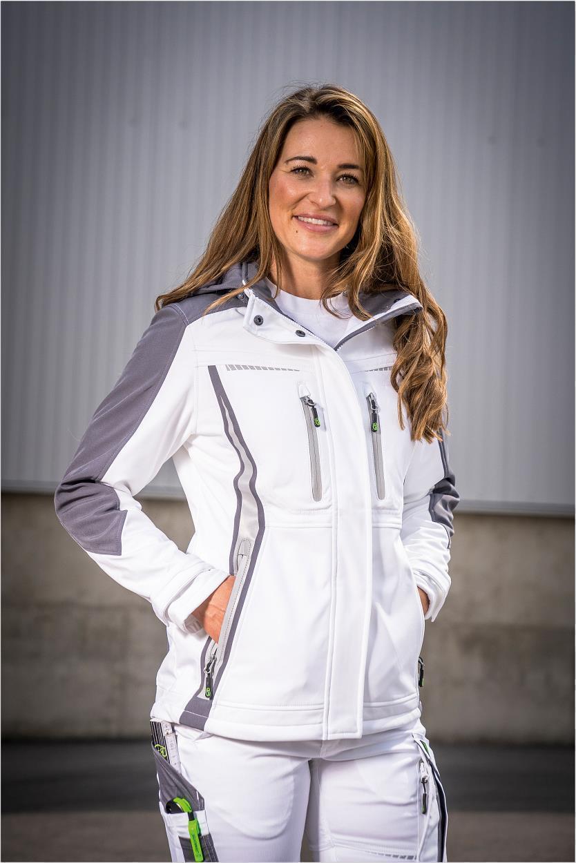 Damen Softshelljacke Flex Line Weiß/Grau FLXDS, Gr. 52 von Leibwächter