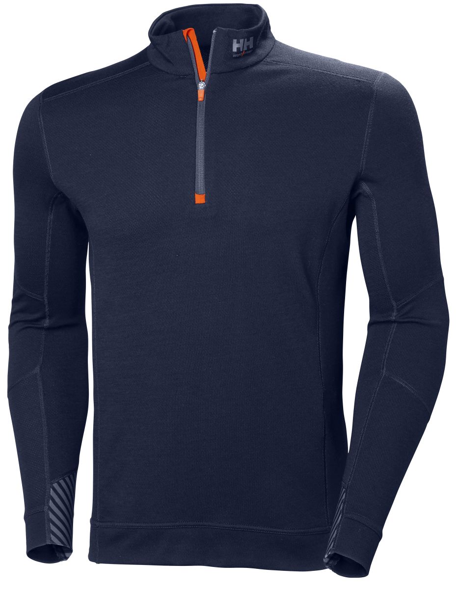 Merino Funktionsshirt mit Halbreißverschluss HH LIFA Merino in Navy, Gr. 4XL von Helly Hansen Workwear