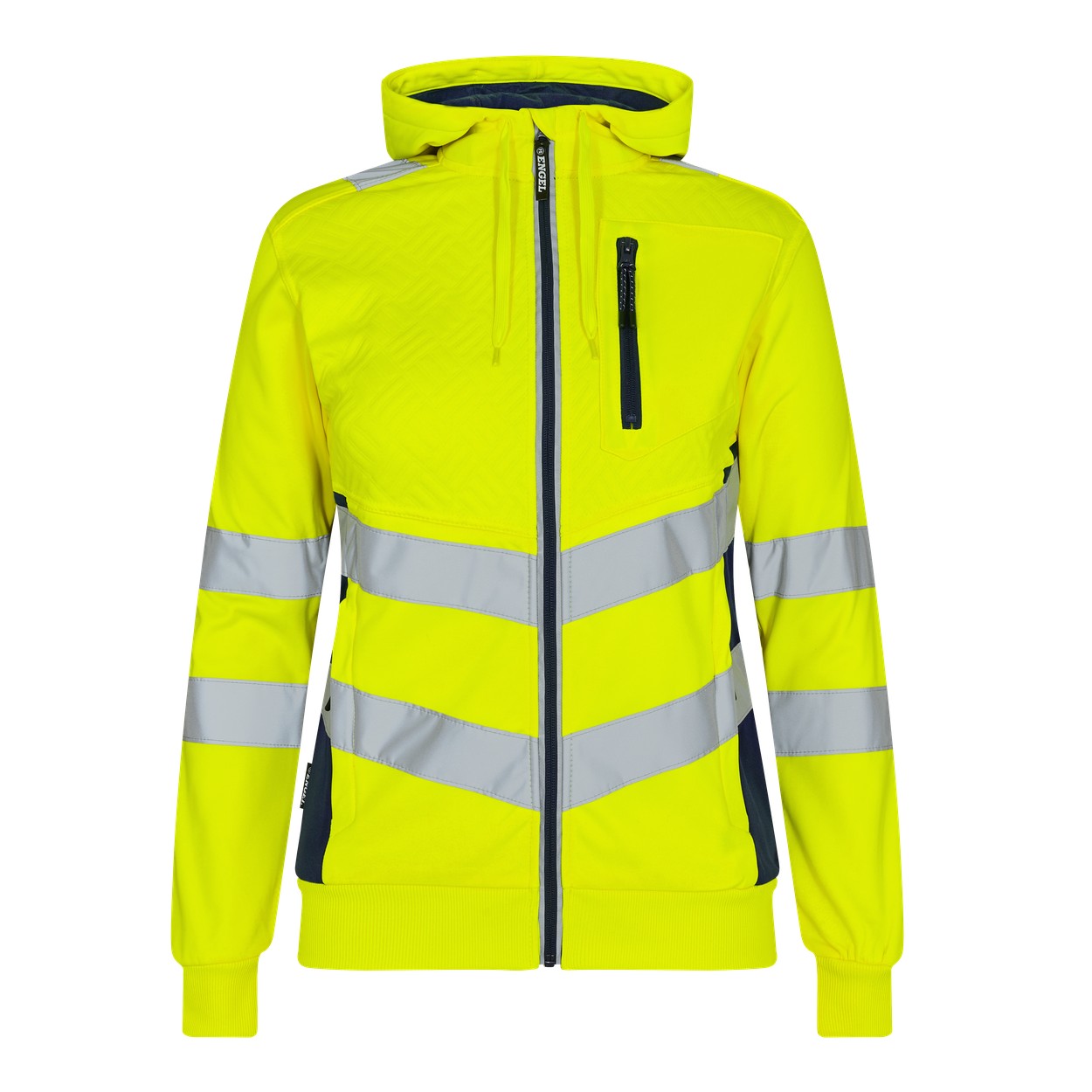 ENGEL Safety Damen Sweatcardigan in Gelb/Blue Ink, Größe XS