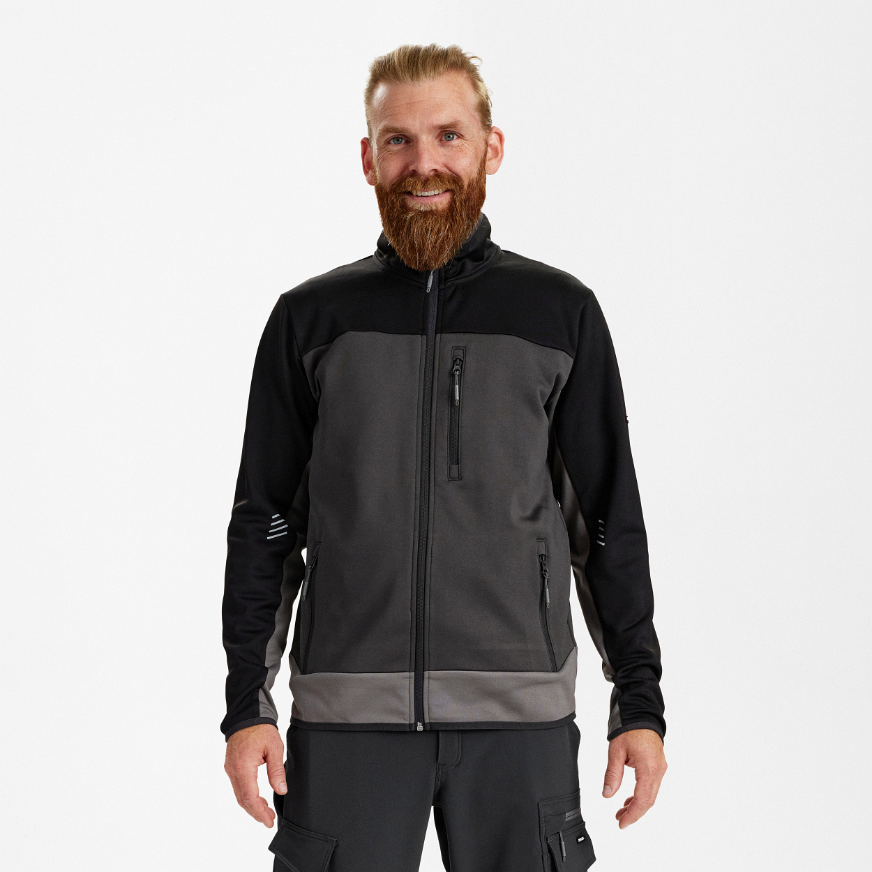 ENGEL Entire Midlayer-Cardigan in Anthrazitgrau/Schwarz, Größe XS