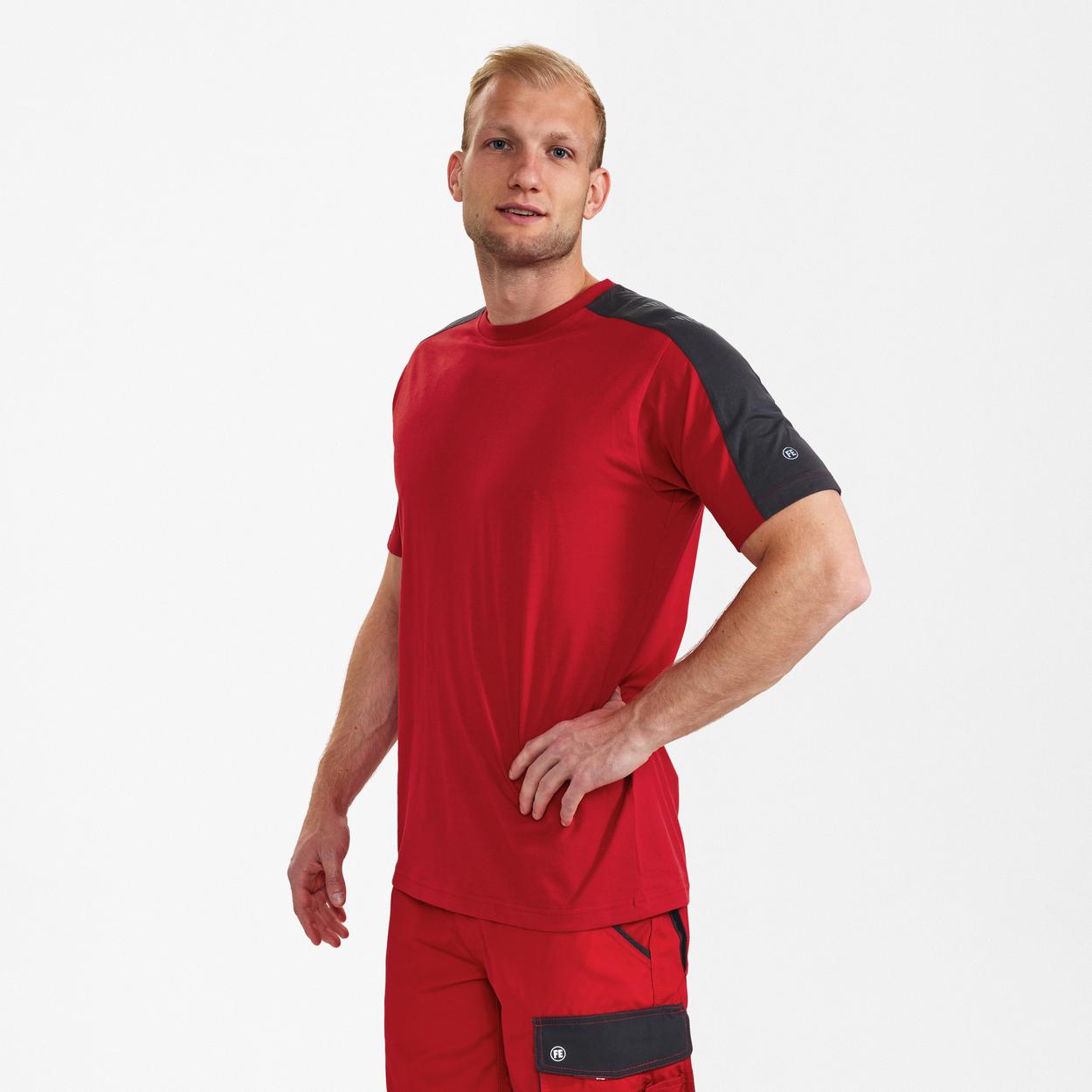 ENGEL Galaxy T-Shirt in Tomato Red/Anthrazit Grau, Größe XS