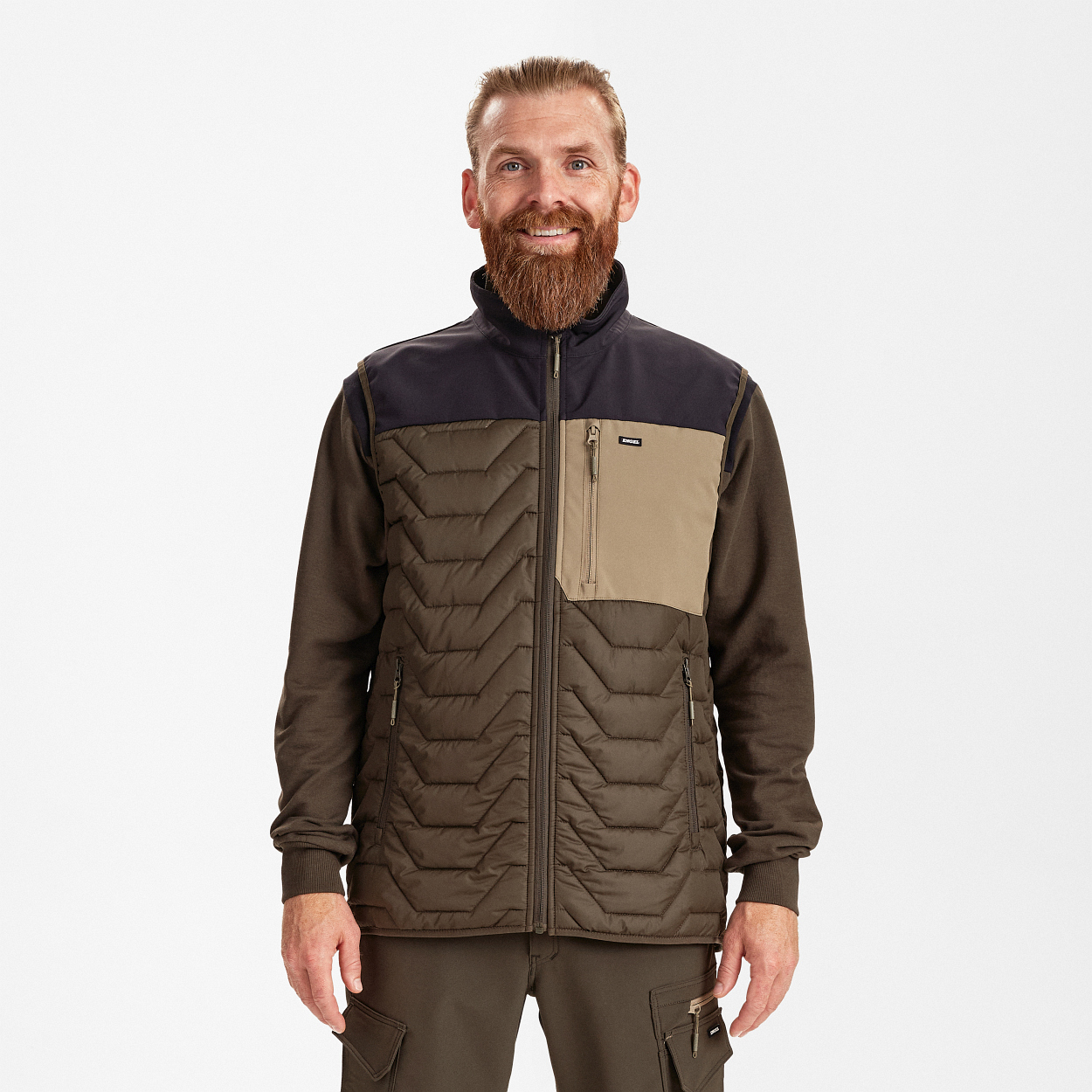 ENGEL Entire Steppweste in Forest Green/Schwarz, Größe XS