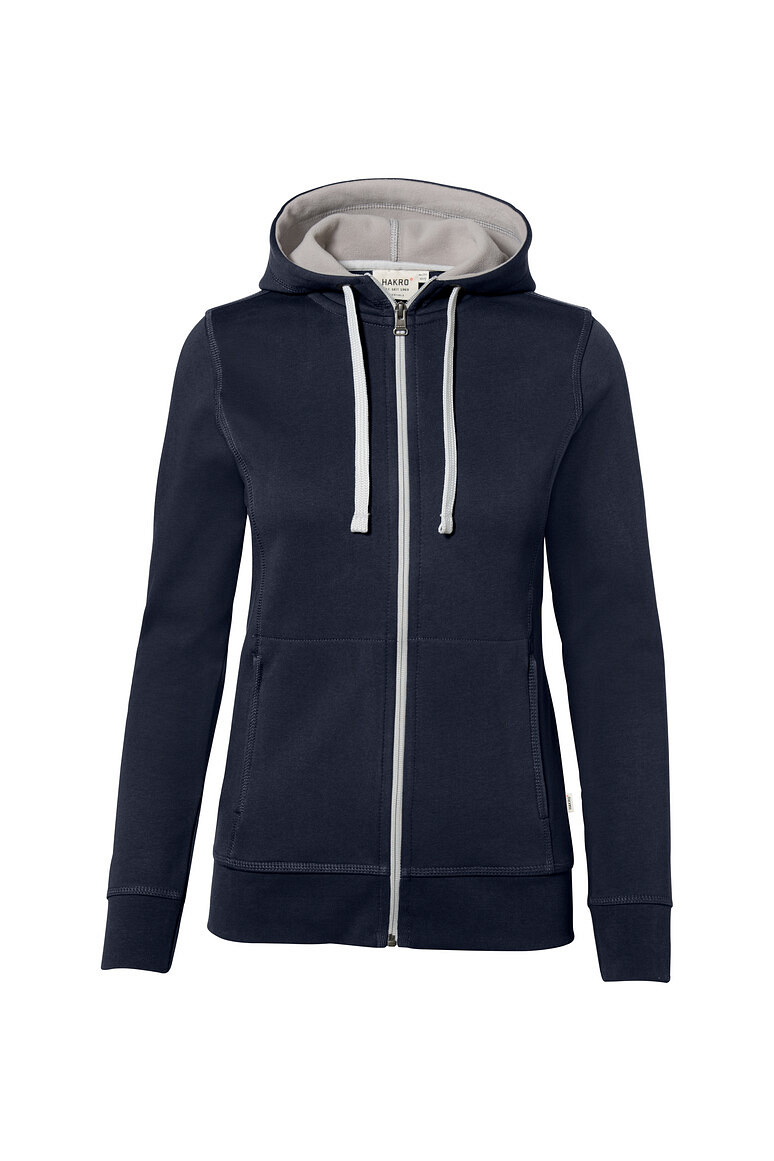 HAKRO 255 Damen Kapuzenjacke Bonded ECO in tinte/silber, Größe 3XL