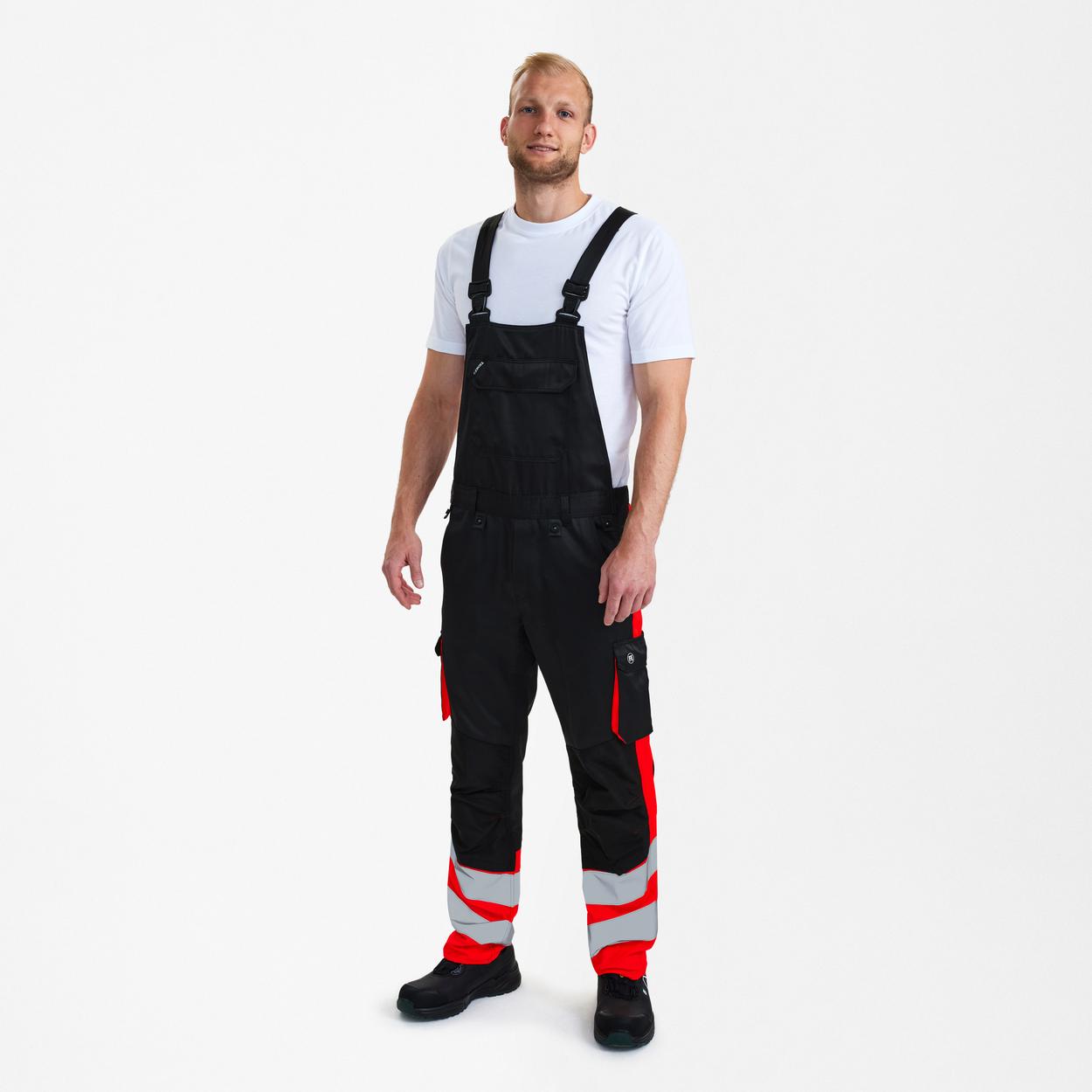 ENGEL Safety Light Latzhose in Schwarz/Rot, Größe 106