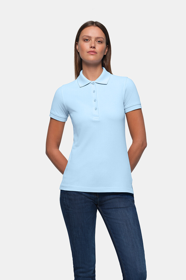 HAKRO 110 Damen Poloshirt Classic in Eisblau, Größe 3XL