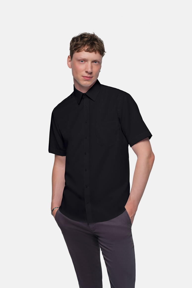 HAKRO 107 1/2-Arm Hemd Business Comfort in Schwarz, Größe 6XL