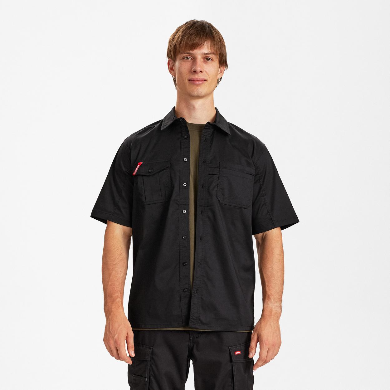 ENGEL Extend kurzärmliges Hemd mit Stretch in Schwarz, Größe XS